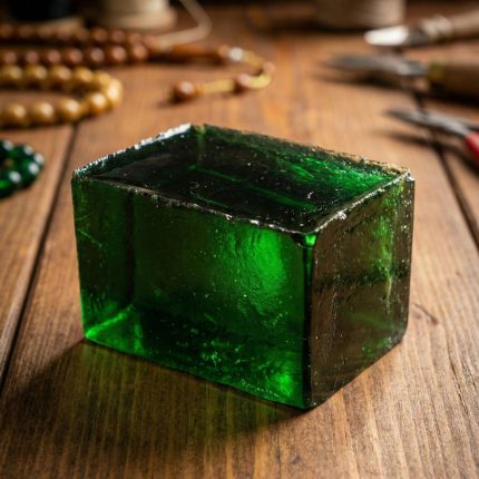 Yeşil şeffaf kalıp tesbih hammaddesi ile tesbih üretiminde kullanılan işlenebilir hammadde