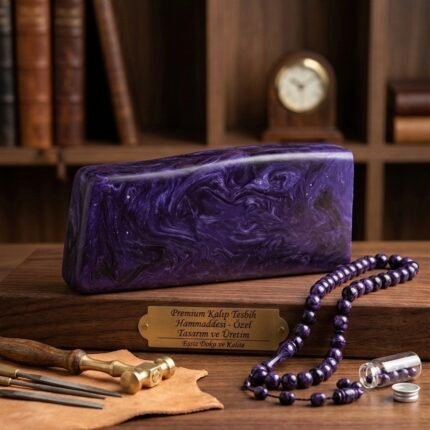 Premium Kalıp Tesbih Hammaddesi Mor | Tesbih Yapım Reçine Blok
