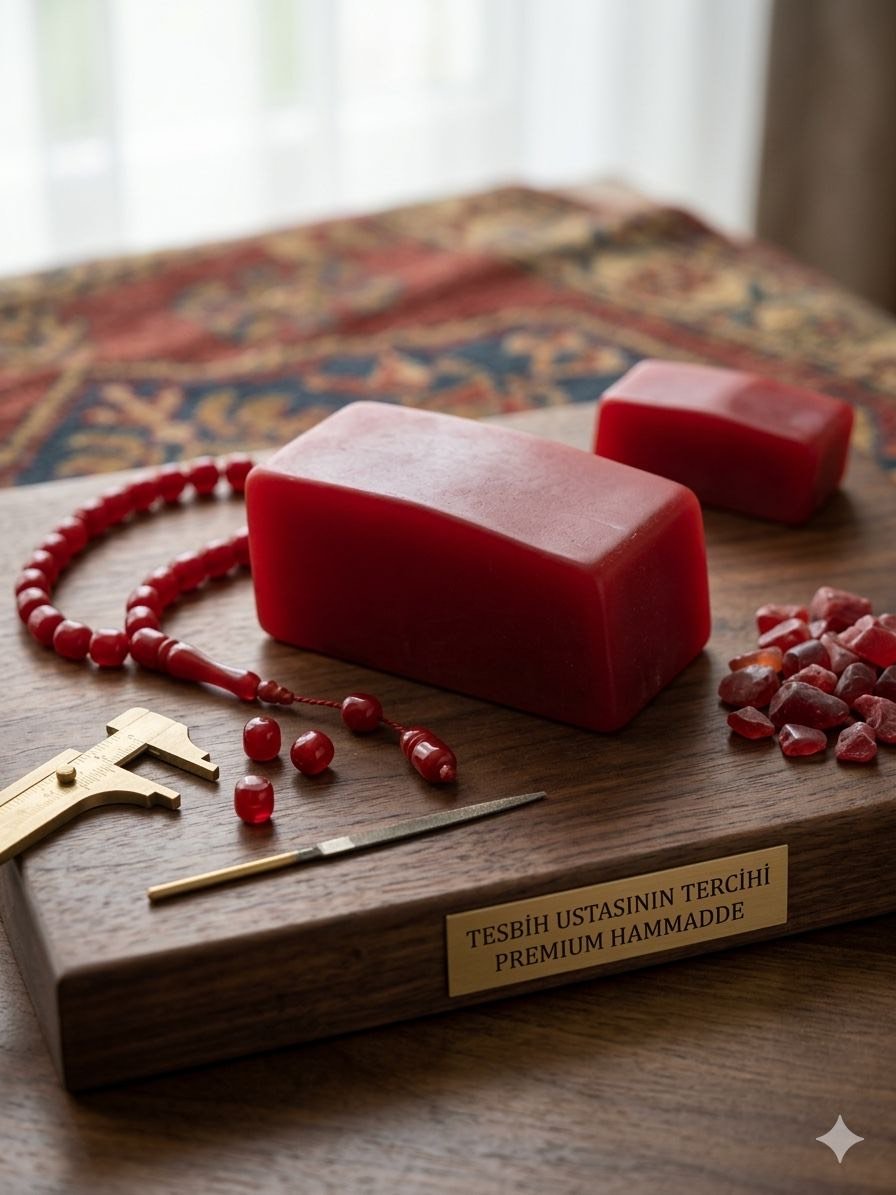 koyu-pembe-ates-kehribar-blok ates-kehribar-blok-tesbih-yapim-malzemesi