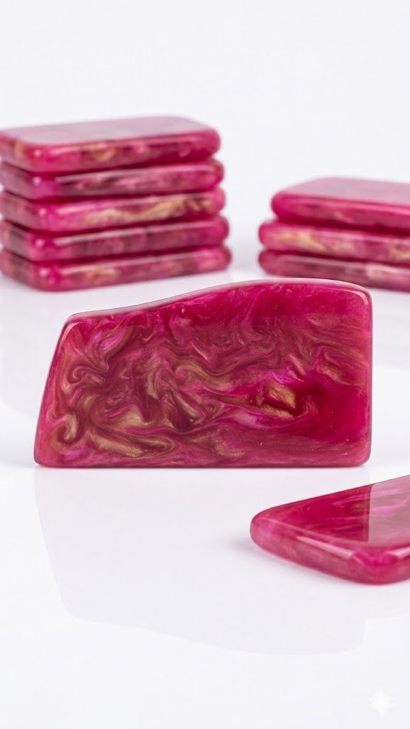 PEMBE 5 adet Pembe Sedefli Tesbih Hammaddesi Kalıp – Tesbih Yapım Malzemesi - Görsel 2
