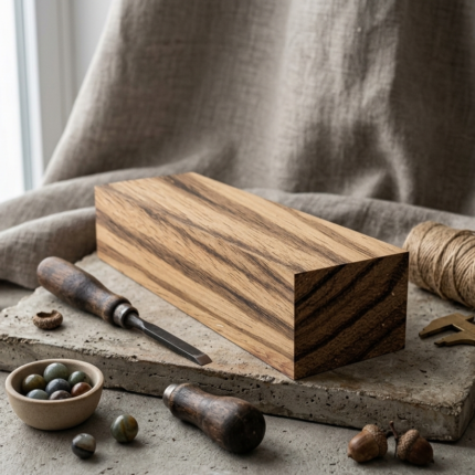 5x10x2 cm Zebrawood Ağacı plaka, çizgili ve modern görünümü ile estetik odaklı tesbih üretimi için idealdir.