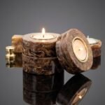 Premium Sıkma Kehribar Lüks Tealight Mumluk - 8x3 cm